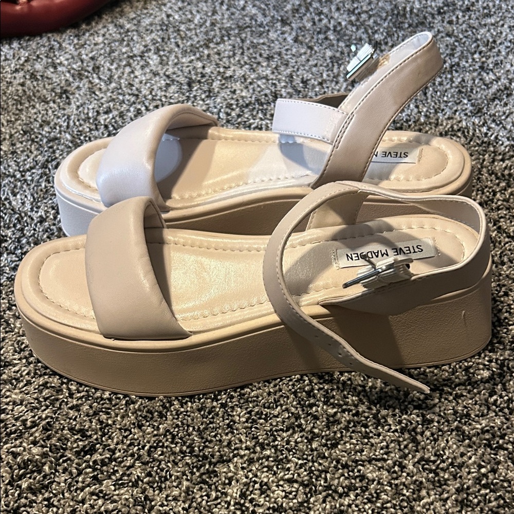 Steve Madden Beige Platform Slingback Sandals